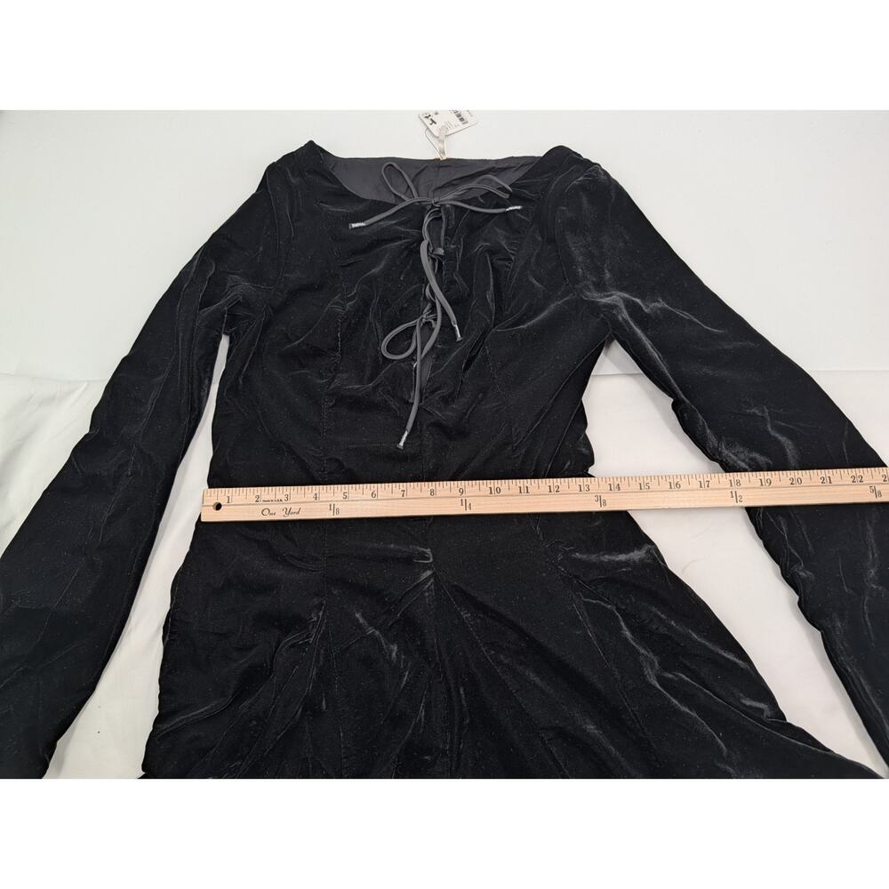 NWT Free People Linney Velvet Minidress Black 2 Goth Witchy Whimsigoth Punk - Picture 7 of 9